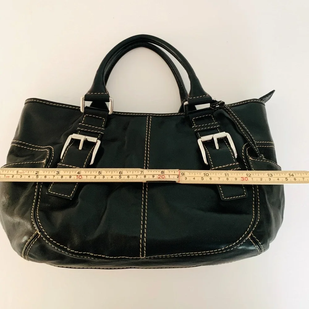 Michael Kors Y2K Black Crescent Brookville Buckle Hobo Bag‎ Silver Hardware RARE